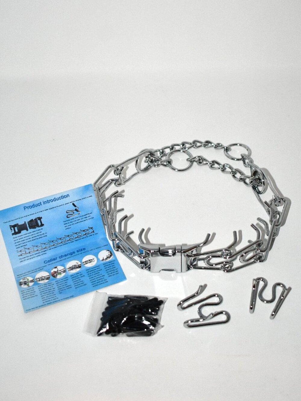 Safiman Prong Dog Training Collar, M/L, 18-23" 3.0mm, Quick Release, Silver, NWT